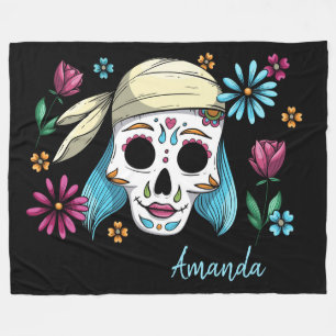 Cute Decorative Sugar Skull Fleece Blanket