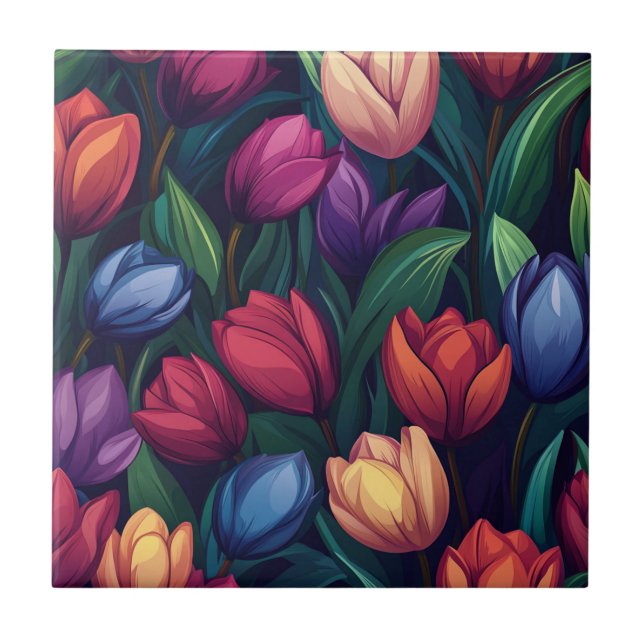 Cute Decorative Tulip Tiles  For Cooking Space (Front)