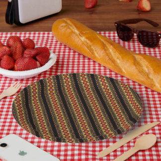 Cute decorative ukrainian floral patterns design paper plate