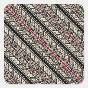Cute decorative ukrainian patterns design square sticker