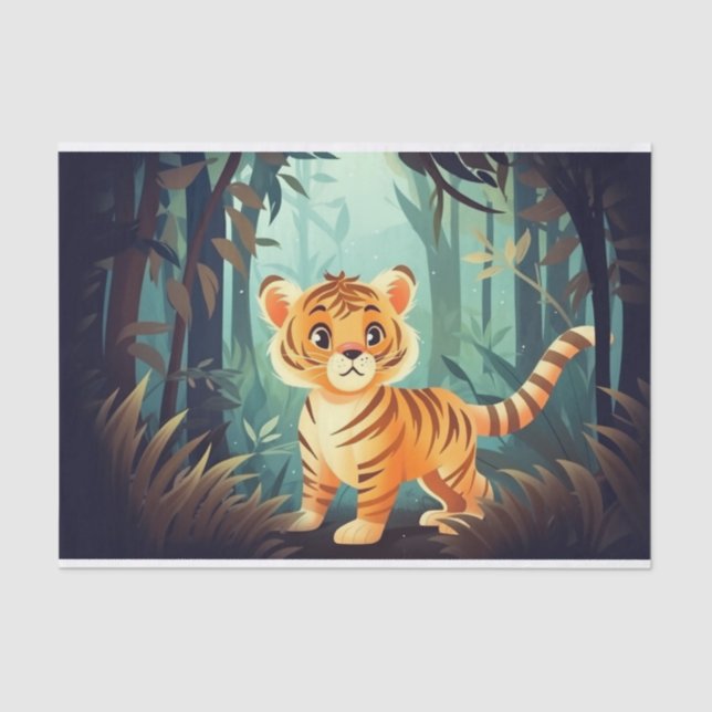 Cute Decoupage kids tiger lovers jungle Tissue Paper (Front)