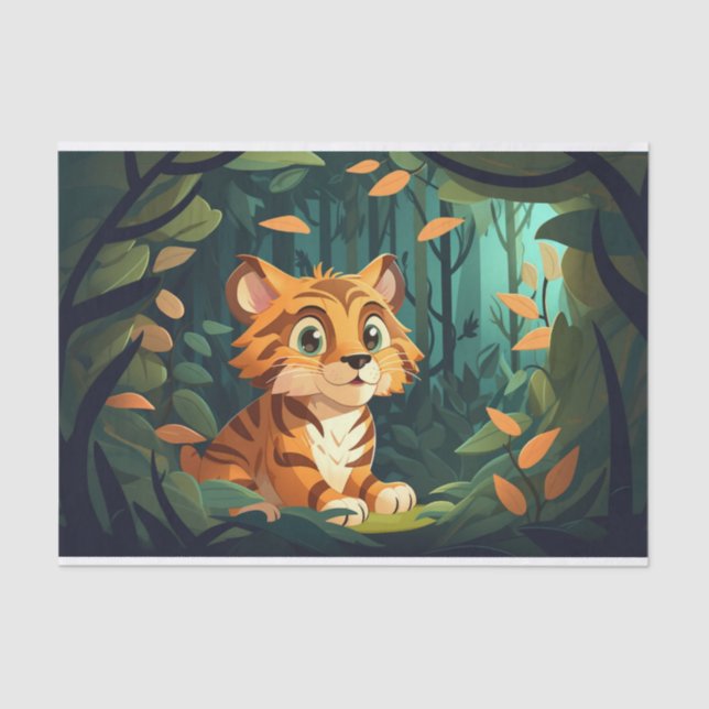 Cute Decoupage kids tiger lovers jungle Tissue Paper (Front)