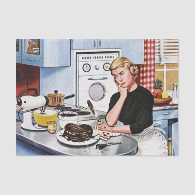 cute decoupage retro vintage baking lady tissue paper (Front)