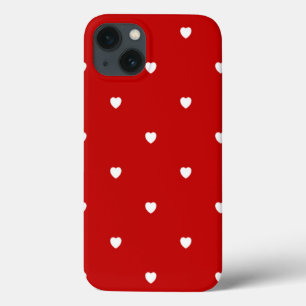 Cute Deep Red Valentine's Day Heart Pattern iPhone 13 Case