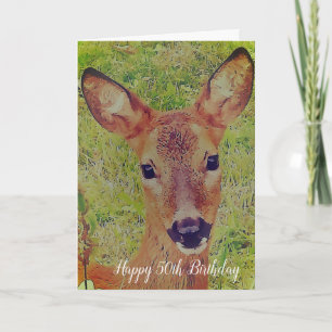 cute deer 50th birthday card
