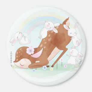 Cute Deer and Bunnies  Magnet