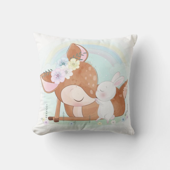Cute Deer and Bunny Cushion (Front)