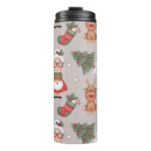 Cute Deer and Christmas Vibes with Snowman Thermal Tumbler