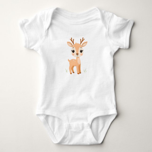 Cute Deer Baby Jersey Bodysuit  (Front)