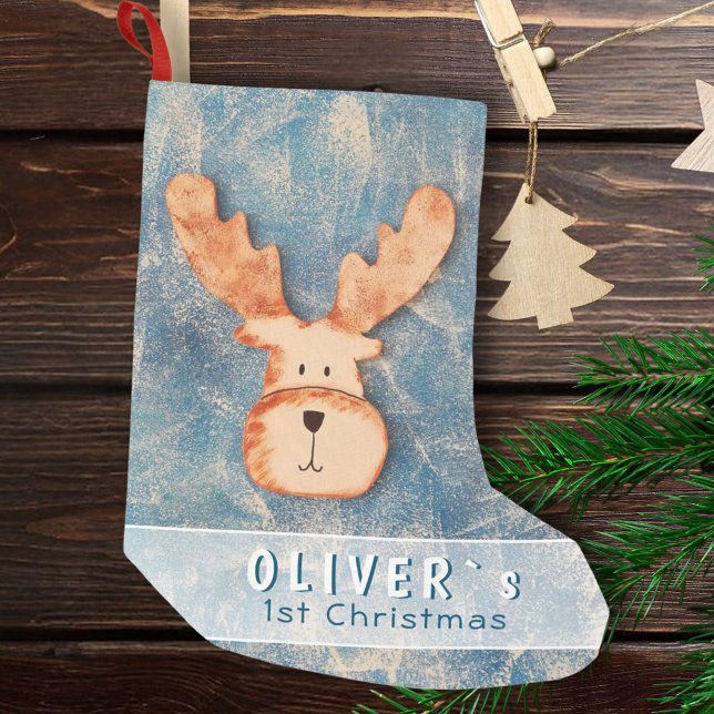 Cute Deer Baby`s First Christmas Small Christmas Stocking (Creator Uploaded)