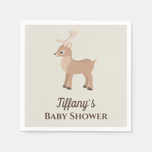 Cute Deer Baby Shower Napkin (Front)