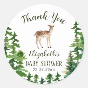 Cute Deer Baby Shower Thank You Classic Round Sticker