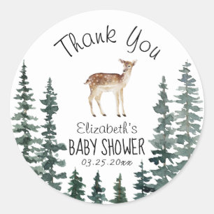 Cute Deer Baby Shower Thank You Classic Round Sticker