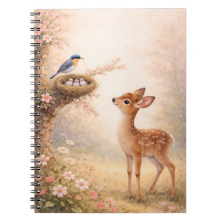 Cute Deer Bird Nest Aesthetic Notebook | 