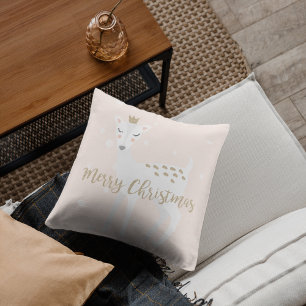 Cute Deer   Blush Pink   Christmas Cushion