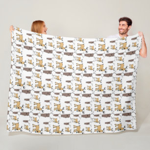 Cute Deer Buck Bull Elk Hand Drawn Baby Nursery Fleece Blanket