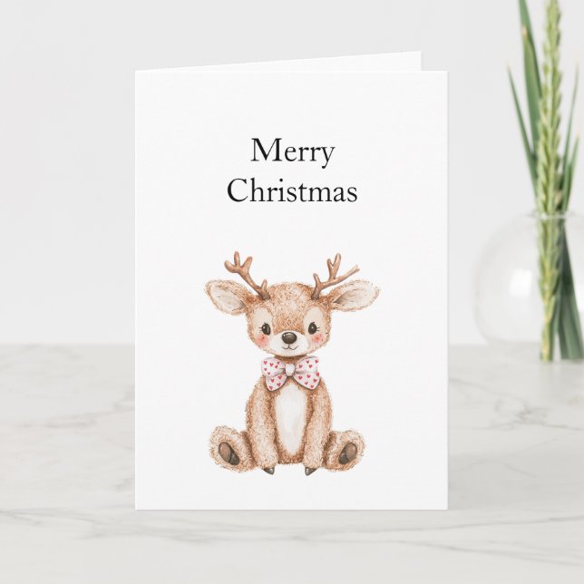 Cute Deer Christmas Card (Front)