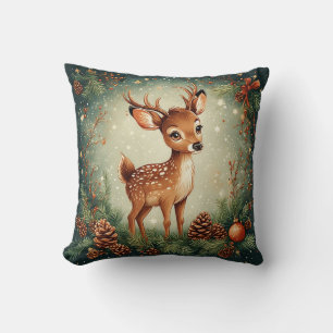 🦌 Cute Deer Christmas Wreath Joy 🎄 Cushion
