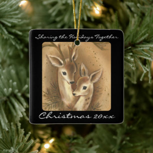 Cute Deer Couple Personalized Ornaments
