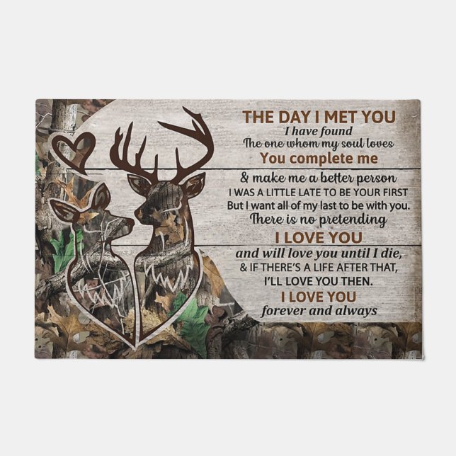 Cute Deer Couples Doormat, Lovely Letter Doormat (Front)