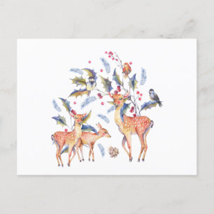 Cute Deer Family Gathering in the Woods Nature Postcard