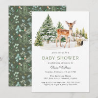 Cute Deer Fawn | Neutral Rustic Winter Baby Shower
