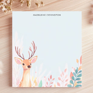 Cute Deer Fawn with Antlers Personalised Name Notepad