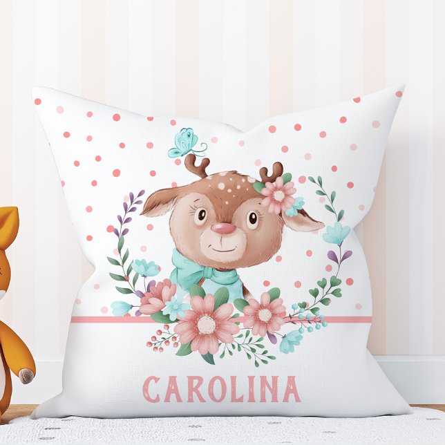 Cute Deer Floral Reversible Cushion (Creator Uploaded)