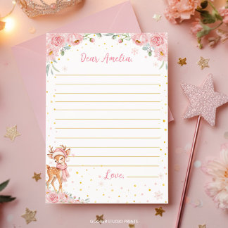 Cute Deer Floral Time Capsule Note Message Card