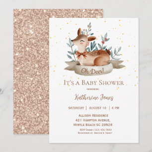 Cute Deer Gender Neutral Rustic Baby Shower Invitation