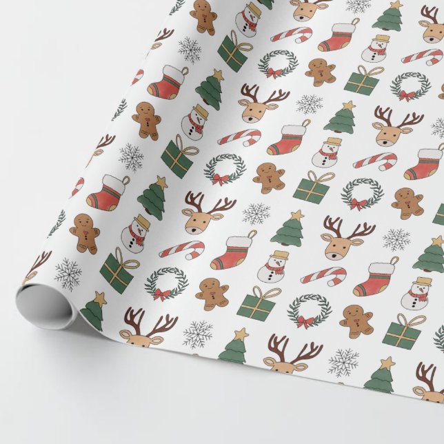 Cute Deer Gingerbread Festive Christmas Pattern Wrapping Paper (Cute Deer Gingerbread Festive Christmas Pattern Wrapping Paper)