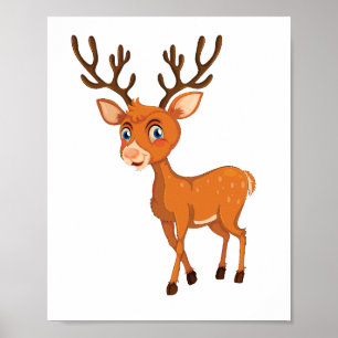 Cute Deer Illustration Printable Poster&Sticker Poster