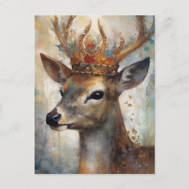 Cute Deer in a Crown  Postcard (Front)