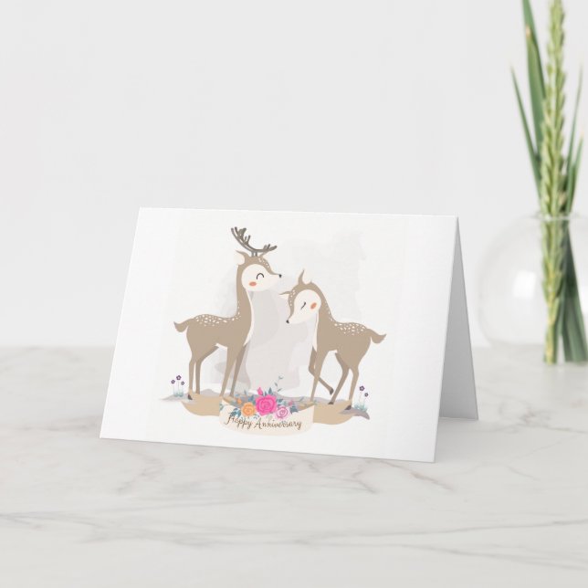 Cute Deer In Love Card (Front)