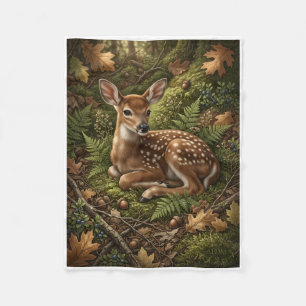 Cute Deer In Peaceful Autumn Forest Art Fleece Bla Blanket