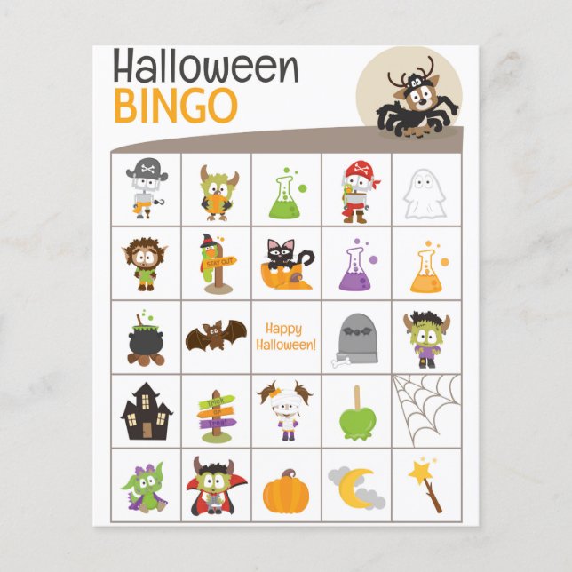Cute Deer in Spider outfit Halloween BINGO Board! (Front)