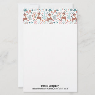 Cute Deer in Whimsical Forest Pattern Christmas