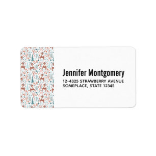 Cute Deer in Whimsical Forest Pattern Label