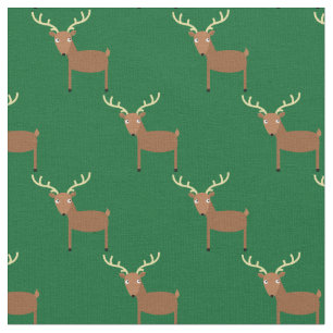 Cute Deer Kids Baby Nursery Dark Green Fabric