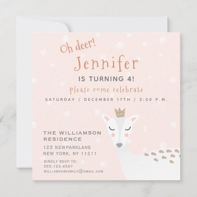 Cute Deer | Kids Winter Birthday Invitation (Front)