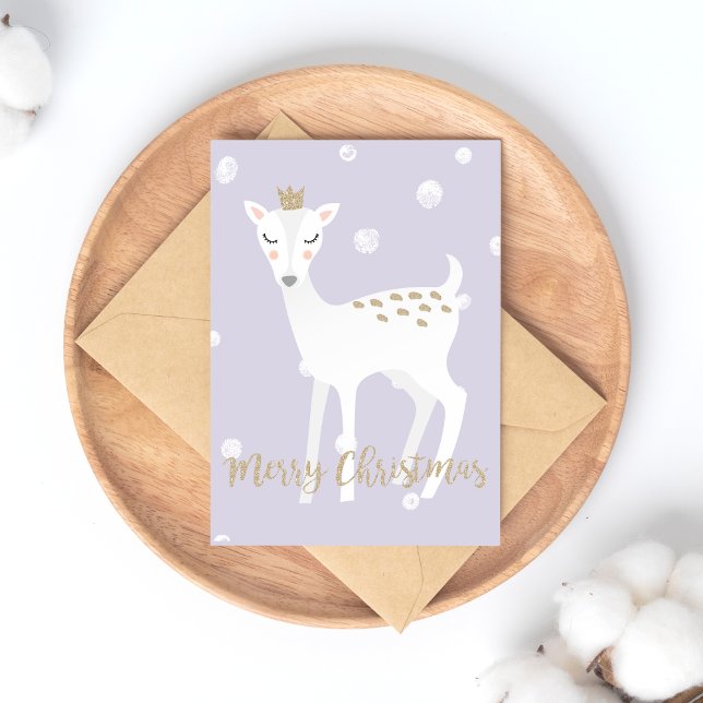 Cute Deer - Lilac Christmas Postcard (Creator Uploaded)