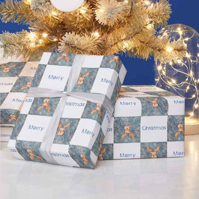 Cute Deer Merry Christmas Kids Holiday Wrapping Paper (Holidays)
