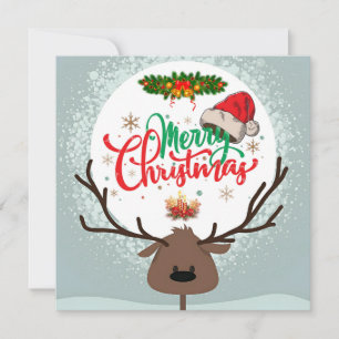 Cute Deer Merry Christmas Wishing Card