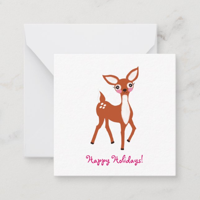 Cute Deer Mini Christmas Card (Front)