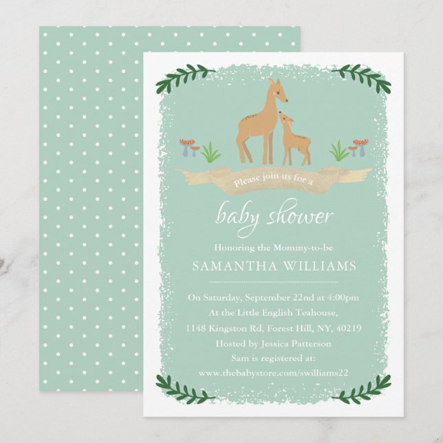Cute Deer Neutral Baby Shower Invitation (Front/Back)