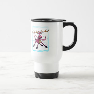 Cute Deer on ice Funny Christmas holidays Cartoon Travel Mug