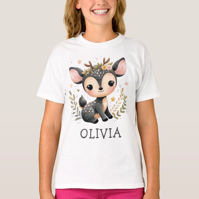 Cute Deer Personalised T-Shirt (Front)