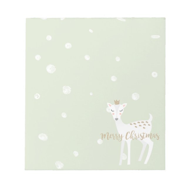 Cute Deer | Sage Green | Christmas Notepad (Front)