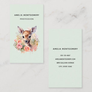 Cute Deer Surrounded By Roses Business Card