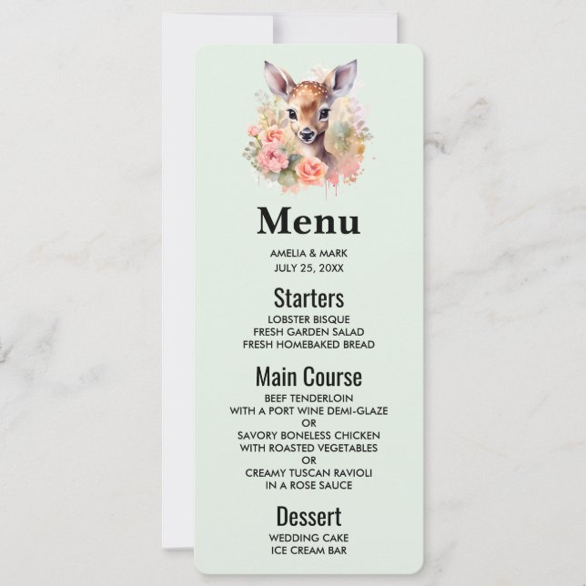 Cute Deer Surrounded By Roses Invitation (Front)